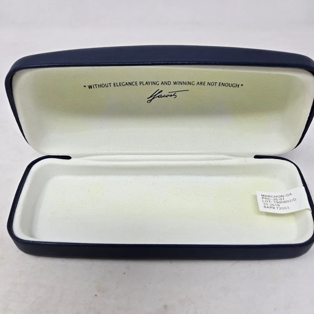 Lacoste Navy Blue Hard Shell Eyeglass Case With‎ Logo And Quote PRC-JS-01